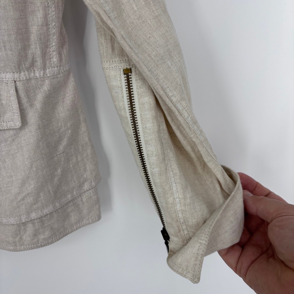 Beate‎ Heymann Jacket Womens 10 Beige Linen Blend Asymmetric Zip Moto Lagenlook - Picture 4 of 10